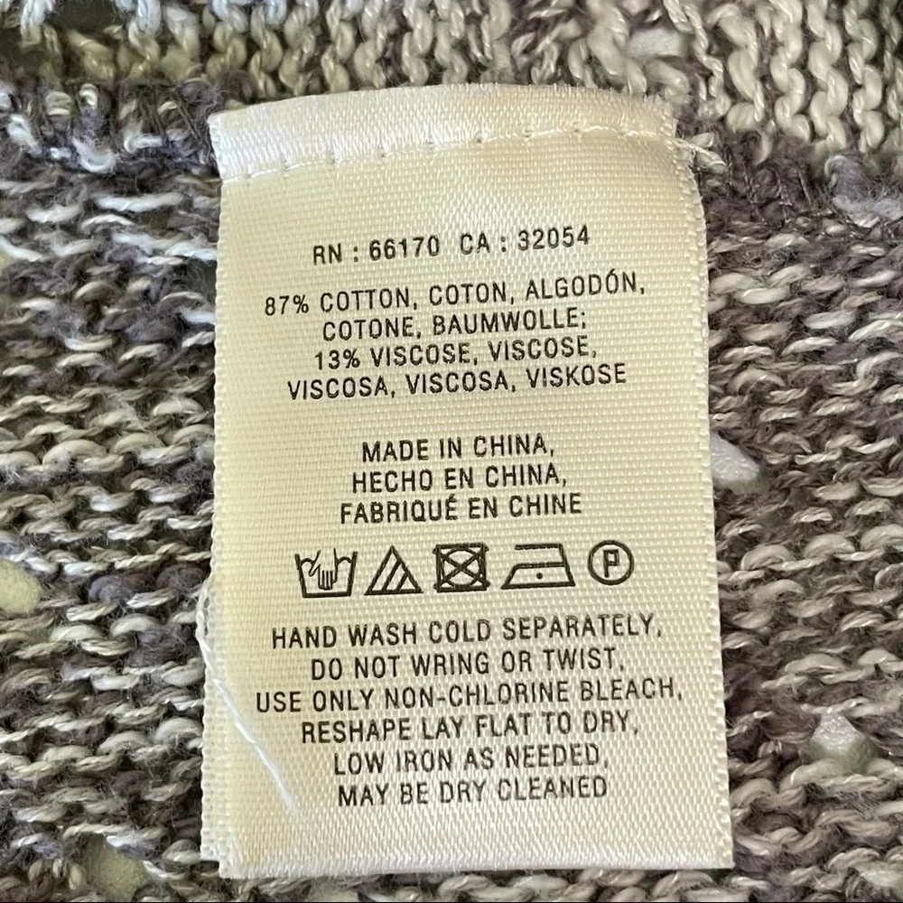 Anthropologie Moth Lavena Pointelle Draped Open Front Cardigan Sweater Vest Grey